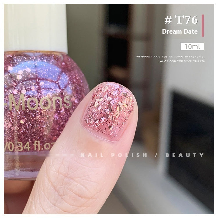 Moons White Sequins Nail Polish Baking-free And Tear-free