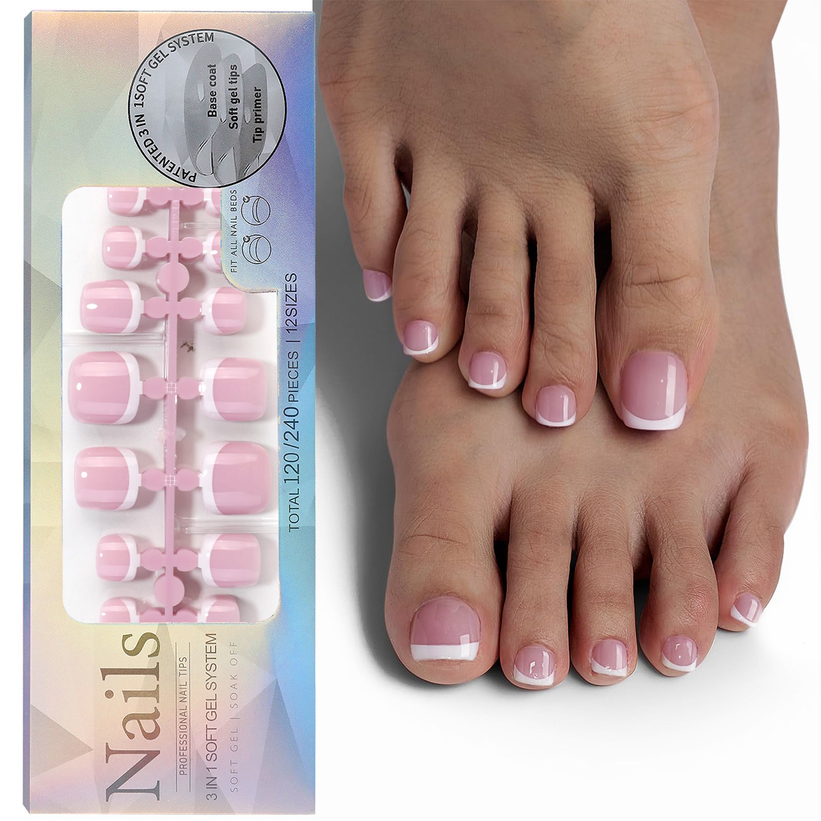 French Nail Finished Wear Nails Frosted Toe Nail Patch