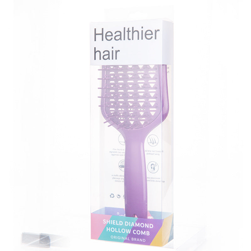 Diamond Hollow Shield Comb Hanging Hair Fluffy Comb