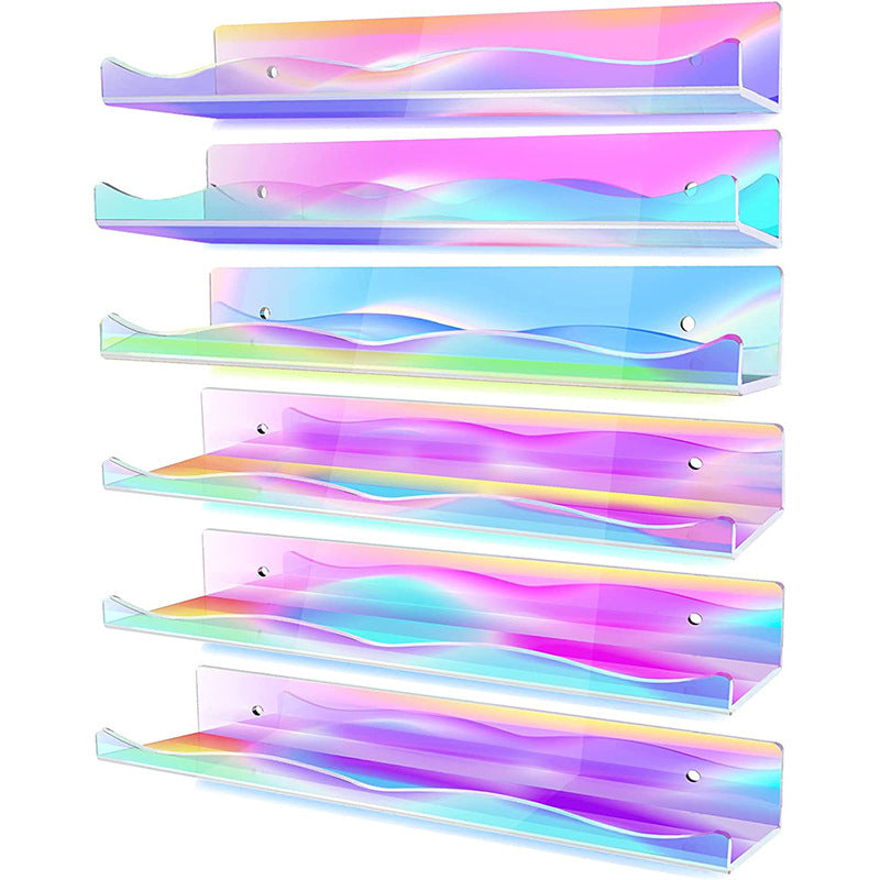 Transparent Rainbow Acrylic Nail Polish Shelf Colorful Acrylic Wall Mount
