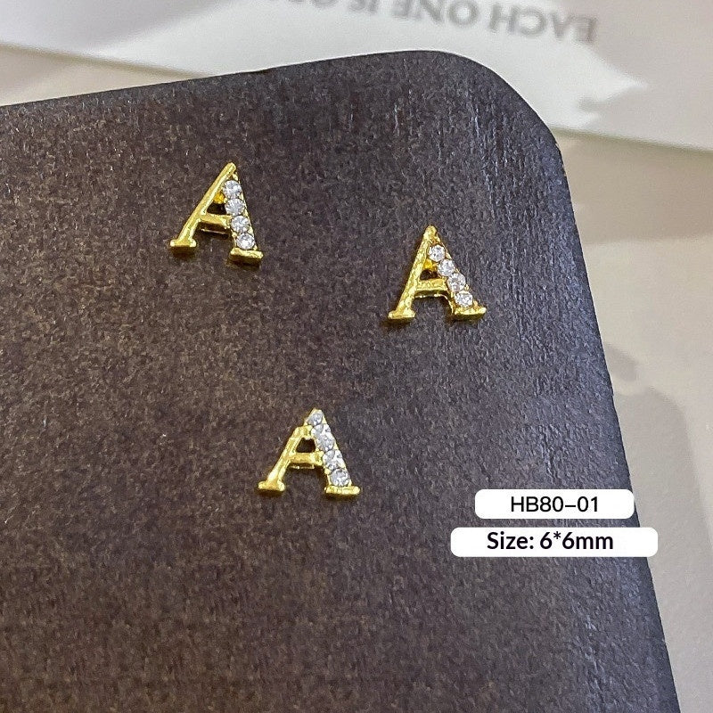 Routimie High-end Rhinestone-studded 26-letter Series Nail Art Accessories In A Versatile