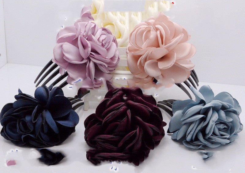 Fabric Burning And Ironing Edge Flower Hair Comb Five Teeth