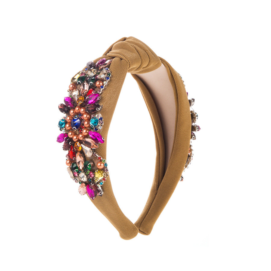 Fashion Baroque Heavy Industry Inlaid Glass Drill Pearl Headband