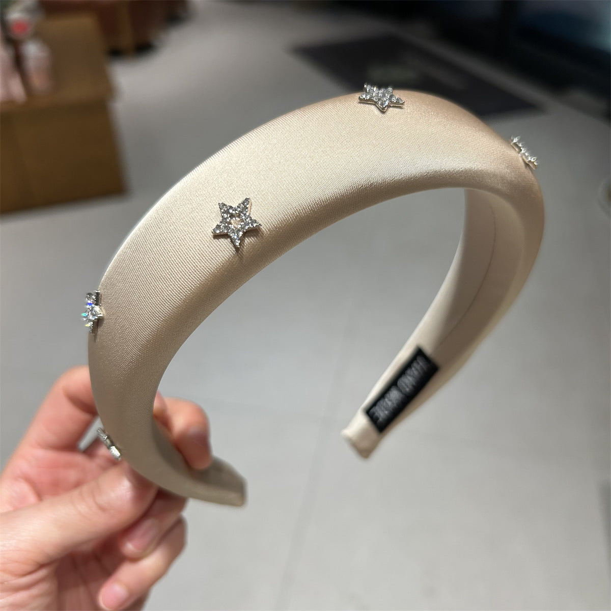 Headband For Women High-Crown Headband With Starry Rhinestones Hair Clip For Flyaways