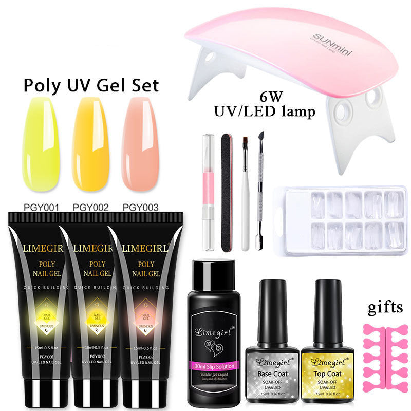 LimeGirl Nail Extension Gel Set Crystal UV Phototherapy