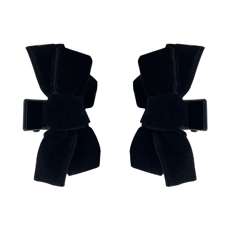 Hairpin Black Velvet Bow With Delicate Sides