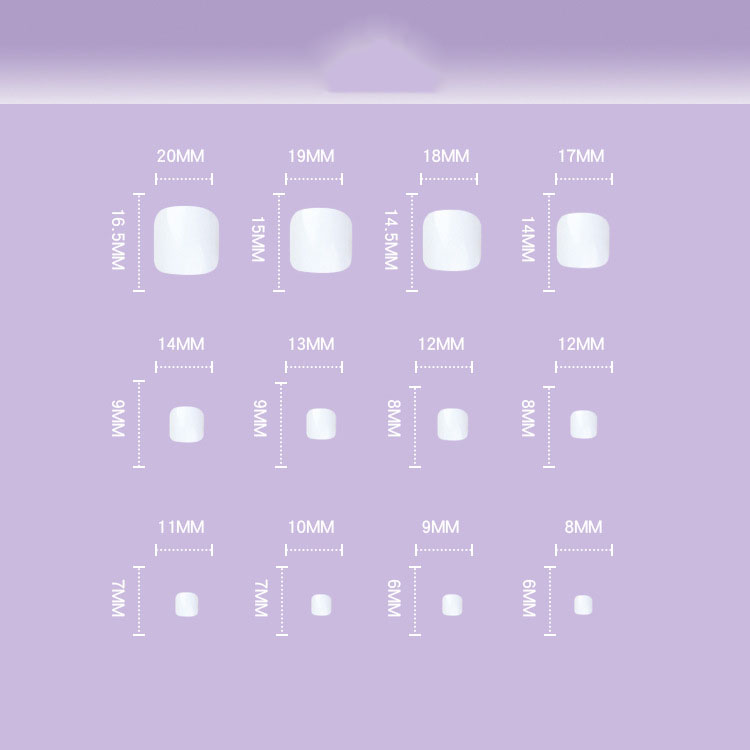 Summer Taro Purple Glitter Toenail Wear Finished Nail Beauty Feet Fake Nails Removable Nail Tip