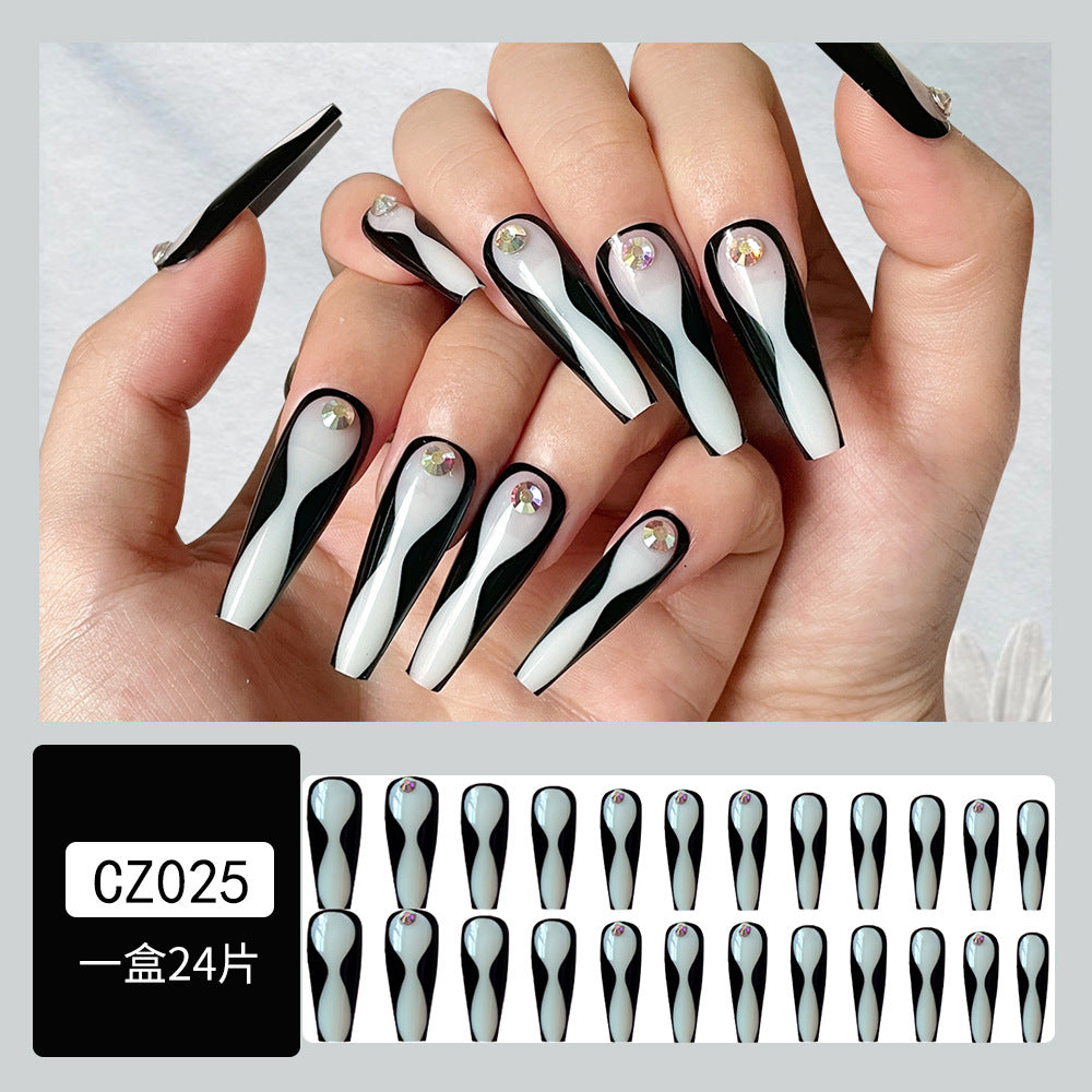Light Luxury Spot Drill Black Line Wear Armor Advanced Nail Tips Fake Nail Patch
