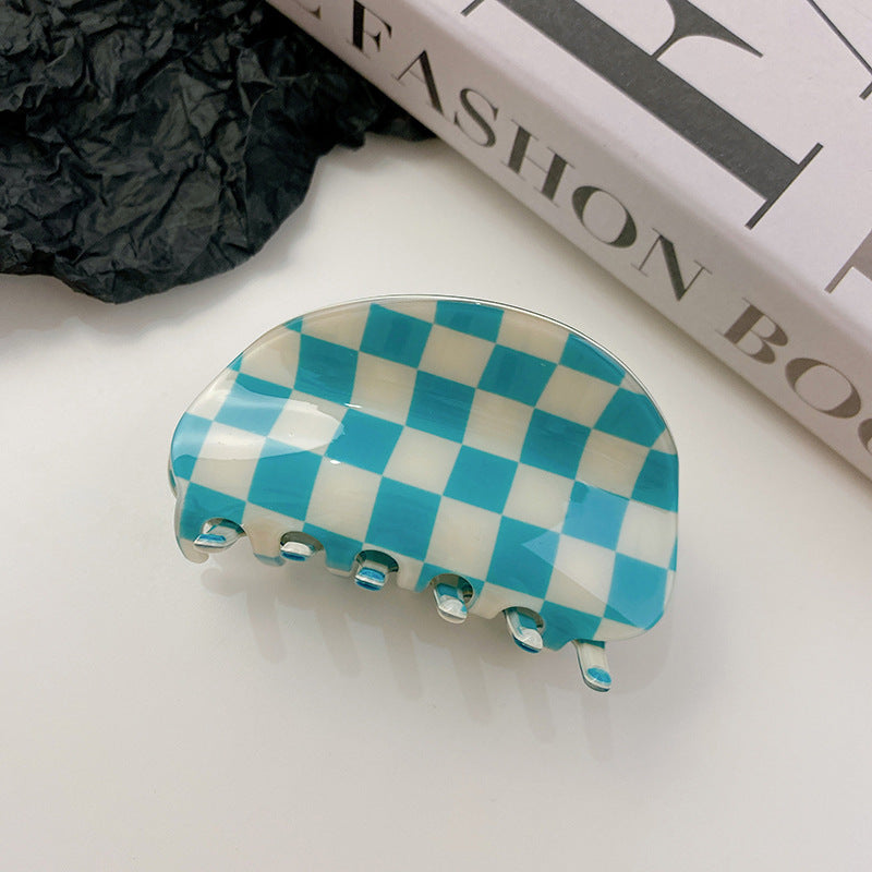 PVC Fashion Black And White Checkerboard Grip Clip Women