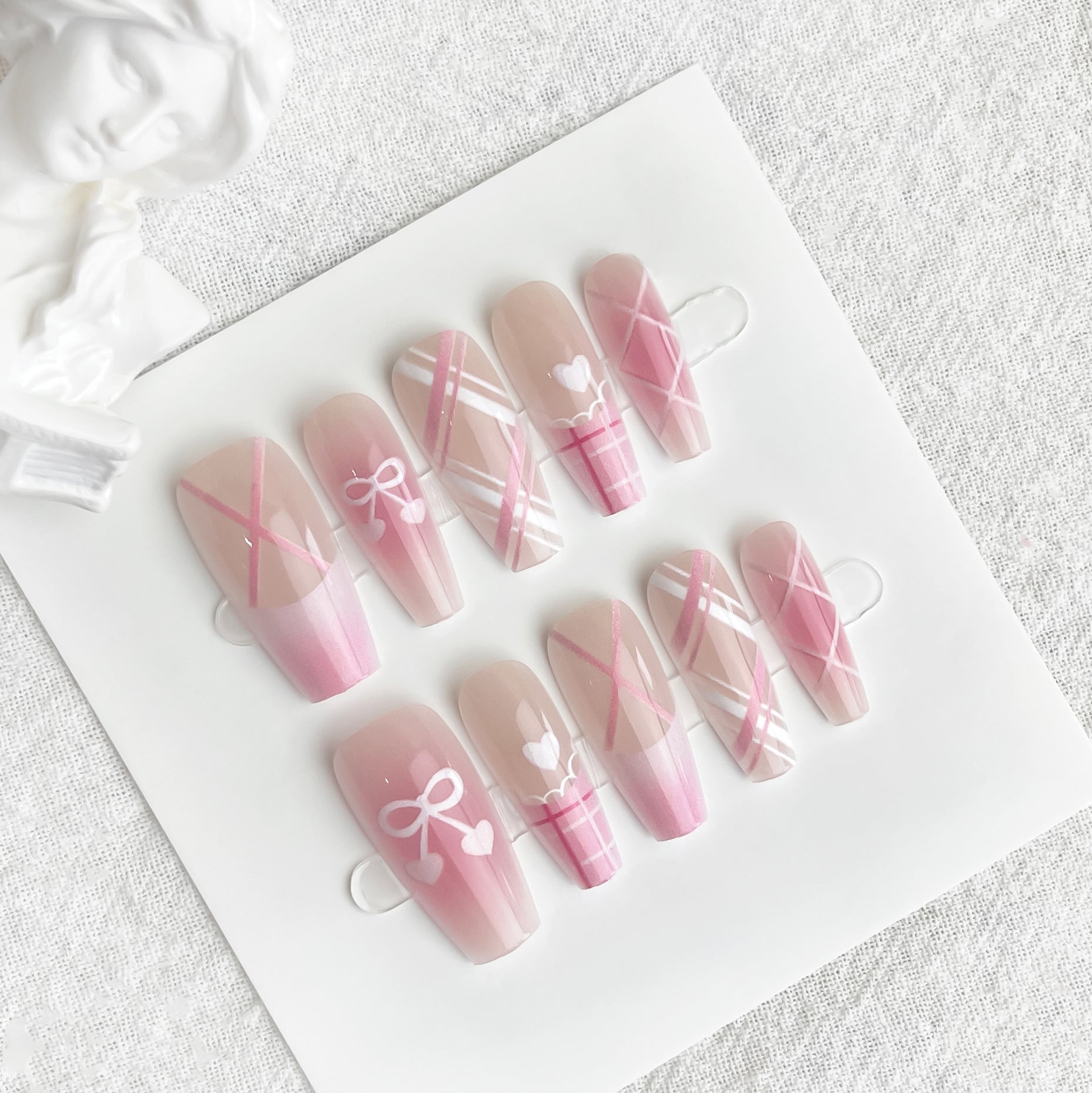 Press On Nails Dopamine Sweet Cool Butterfly Dark French Fake Nail Tip