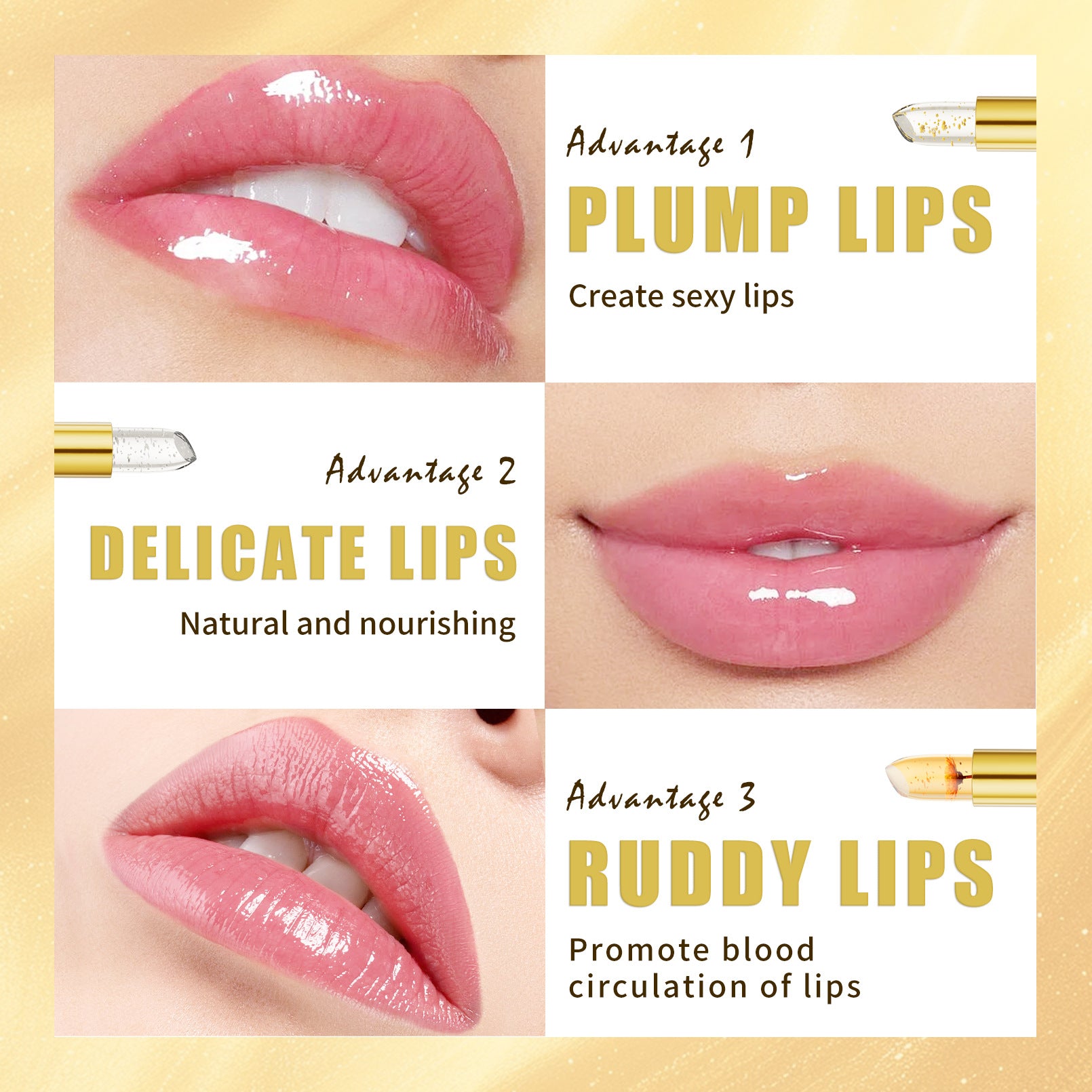 Gold-Infused Temperature-Responsive Hydrating Lipstick With Gold FlakesA Unique Shade For Every Woman