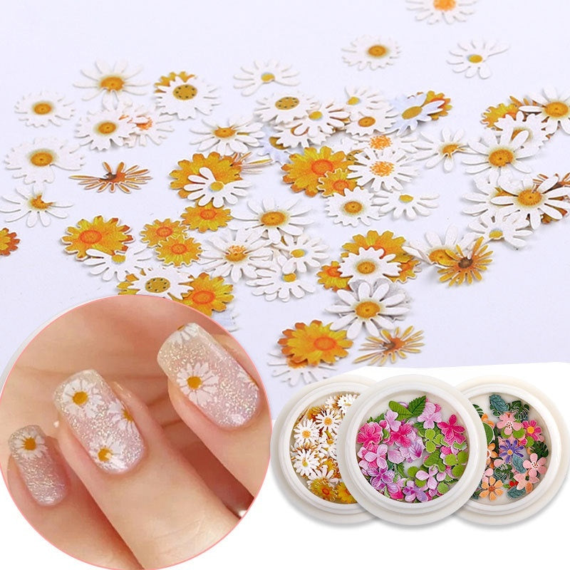 Nail Art Wood Pulp Slice Flower Mixed Nail Sticker DIY Accessories