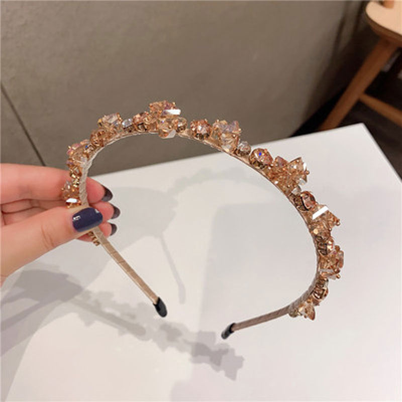 European And American Baroque Headband With Pearls And Diamonds