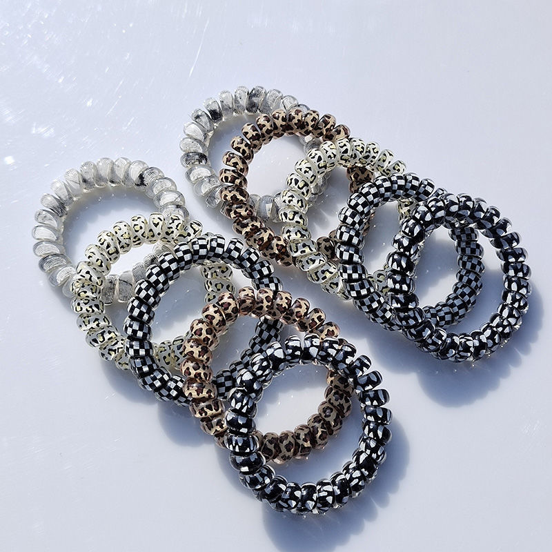 Telephone Line Translucent Jelly Frosted Leopard Print Headband Rubber Band Simple And Seamless Headdress For Hair Ties