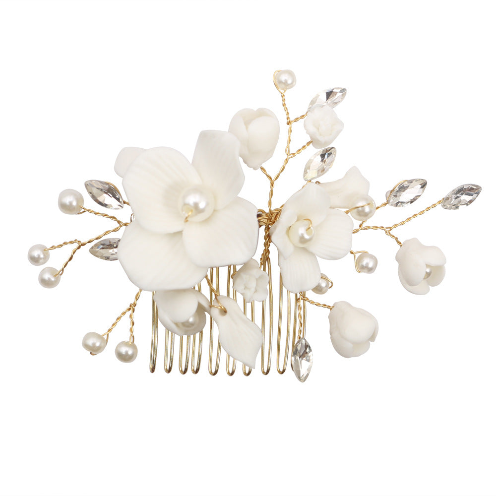 Ceramic Flower Hair Insert Comb Hairpin