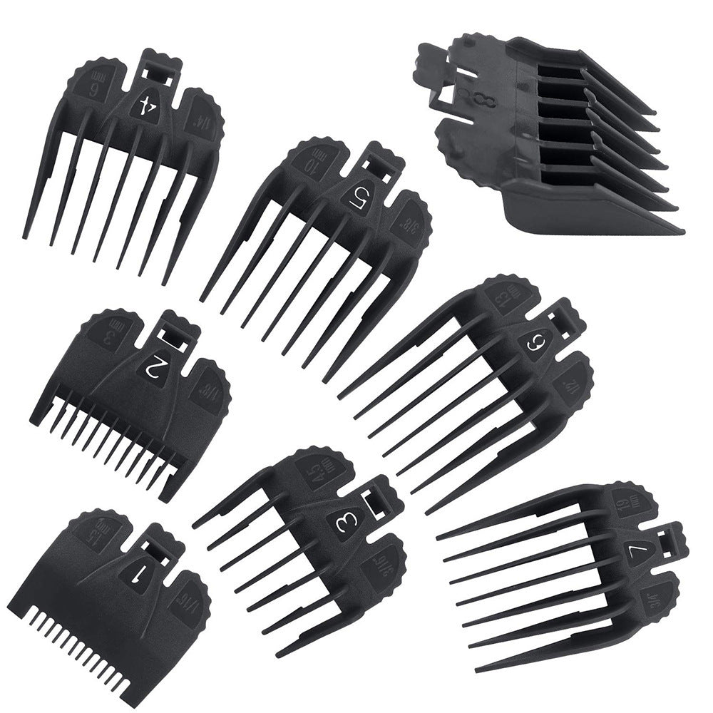 Hair Clipper Positioning Comb 8-piece Plastic Black Caliper Electric Clipper Position Guide Comb Hair Tools