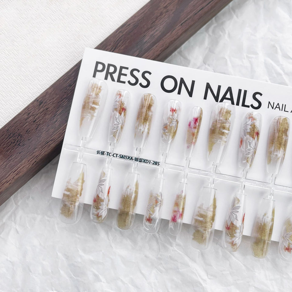 Press On Nails New Chinese Style Gradient Coloring Wind Wear Prefabricated Nail Tip Long Ladder