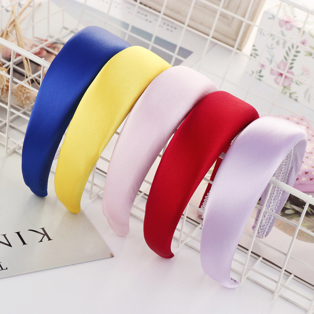 Light Board Satin Sponge Headband Multi-color Wide Edge