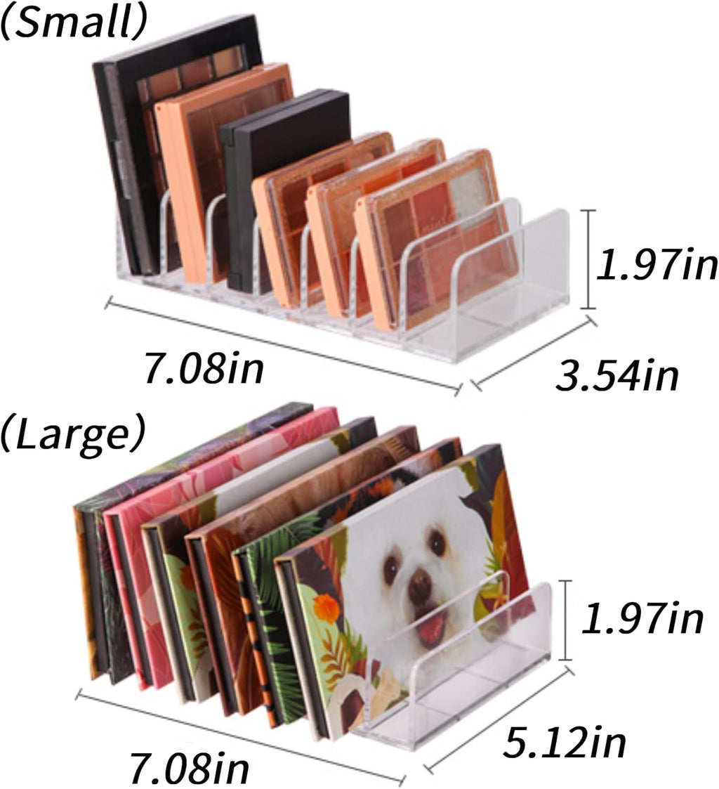 Beezan Acrylic Eyeshadow Palette Organizer - 7-Section Cosmetic Storage Box For Makeup, Sunglasses & Blush Kits 2 Sizes, Clear