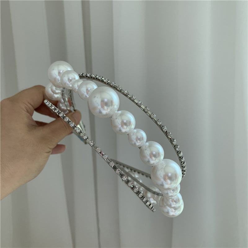 Vintage Sweet White Pearl Hairpin Headband