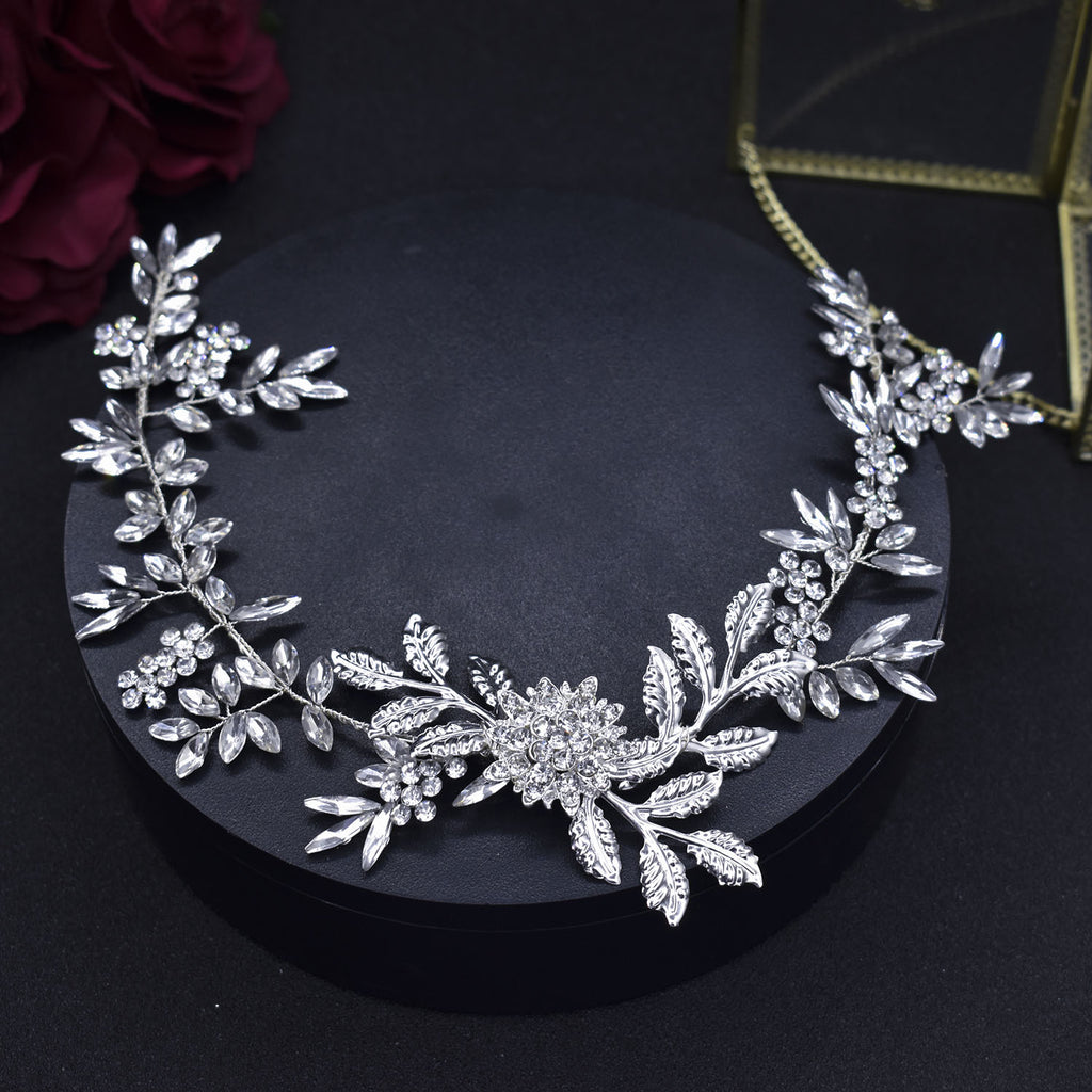 Alloy Leaf Rhinestone Handmade Headband Ladies