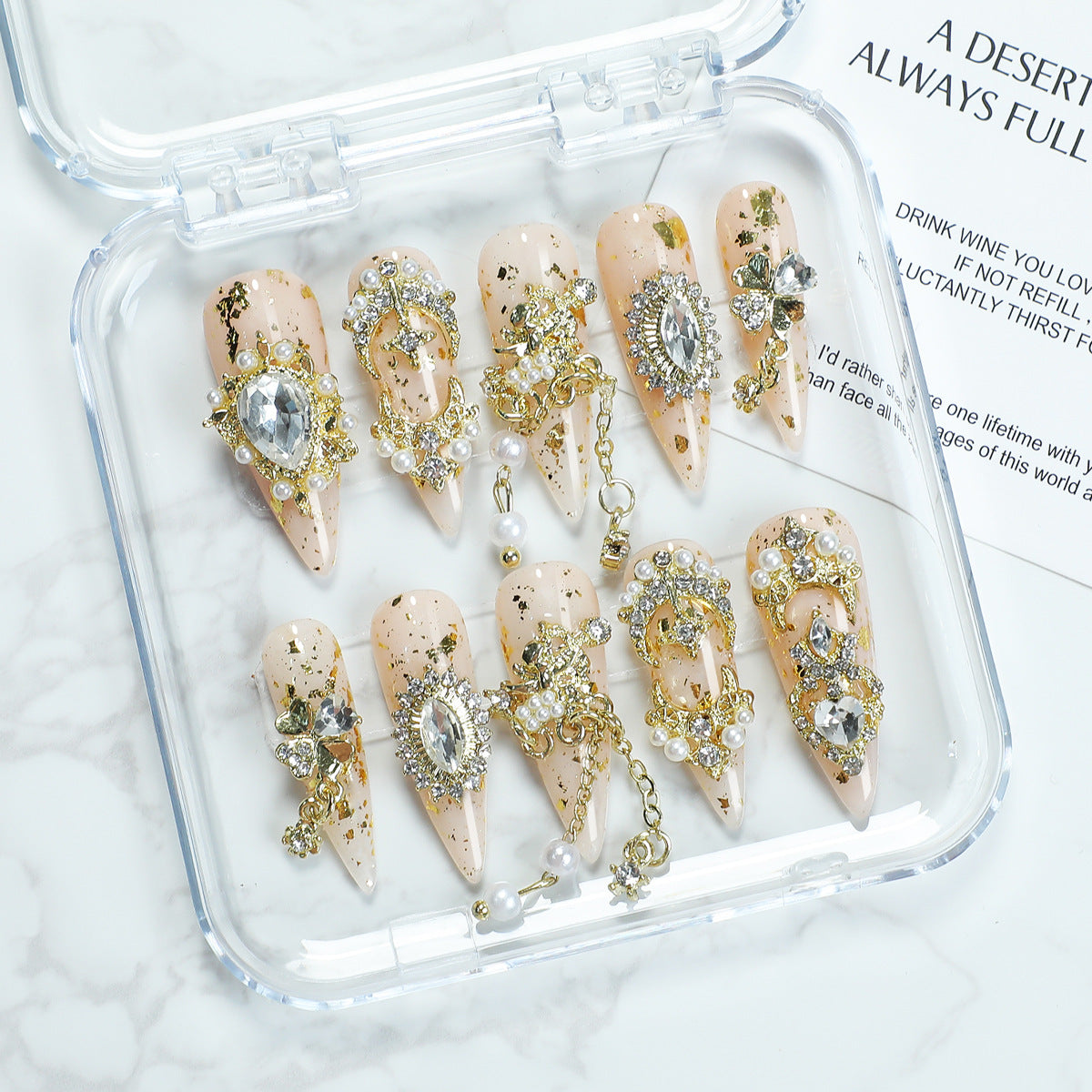 Metal Heavy Industry Golden Pearl Wear Nail Pure Handmade