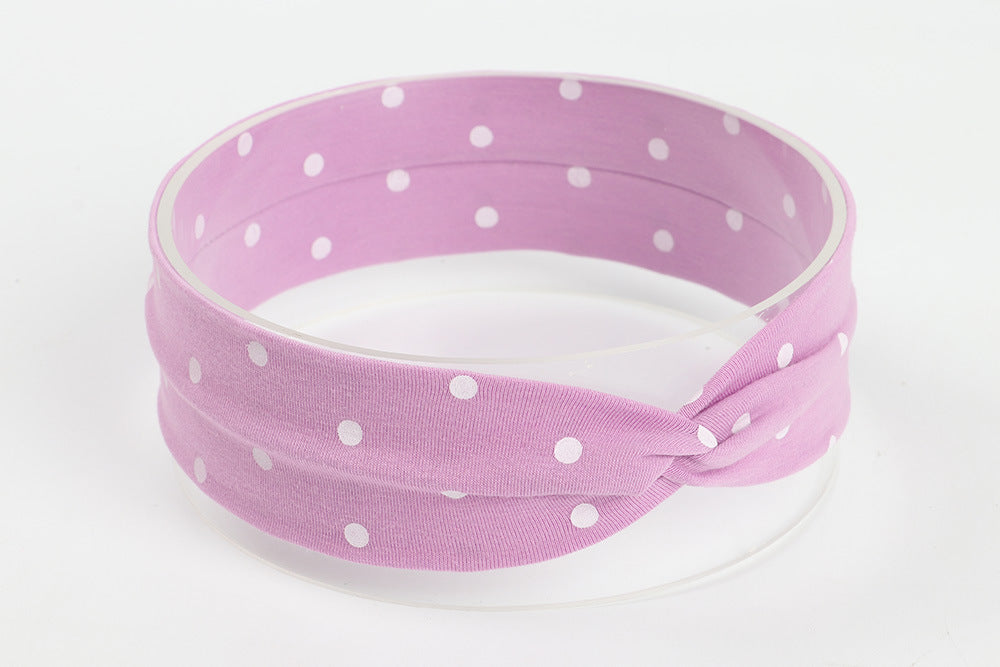 European And American Cute Dotted Prints Cross Babies' Headwear Cotton Cloth Children's Headband