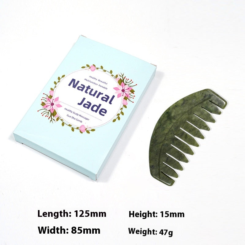 Dual-purpose Scraping Scalp Meridian Portable Head Massage Jade Comb