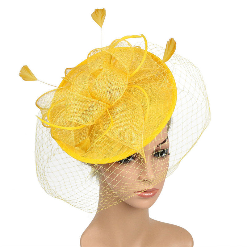 Linen Hat Feather Headdress Bridal Photography Photo Accessories
