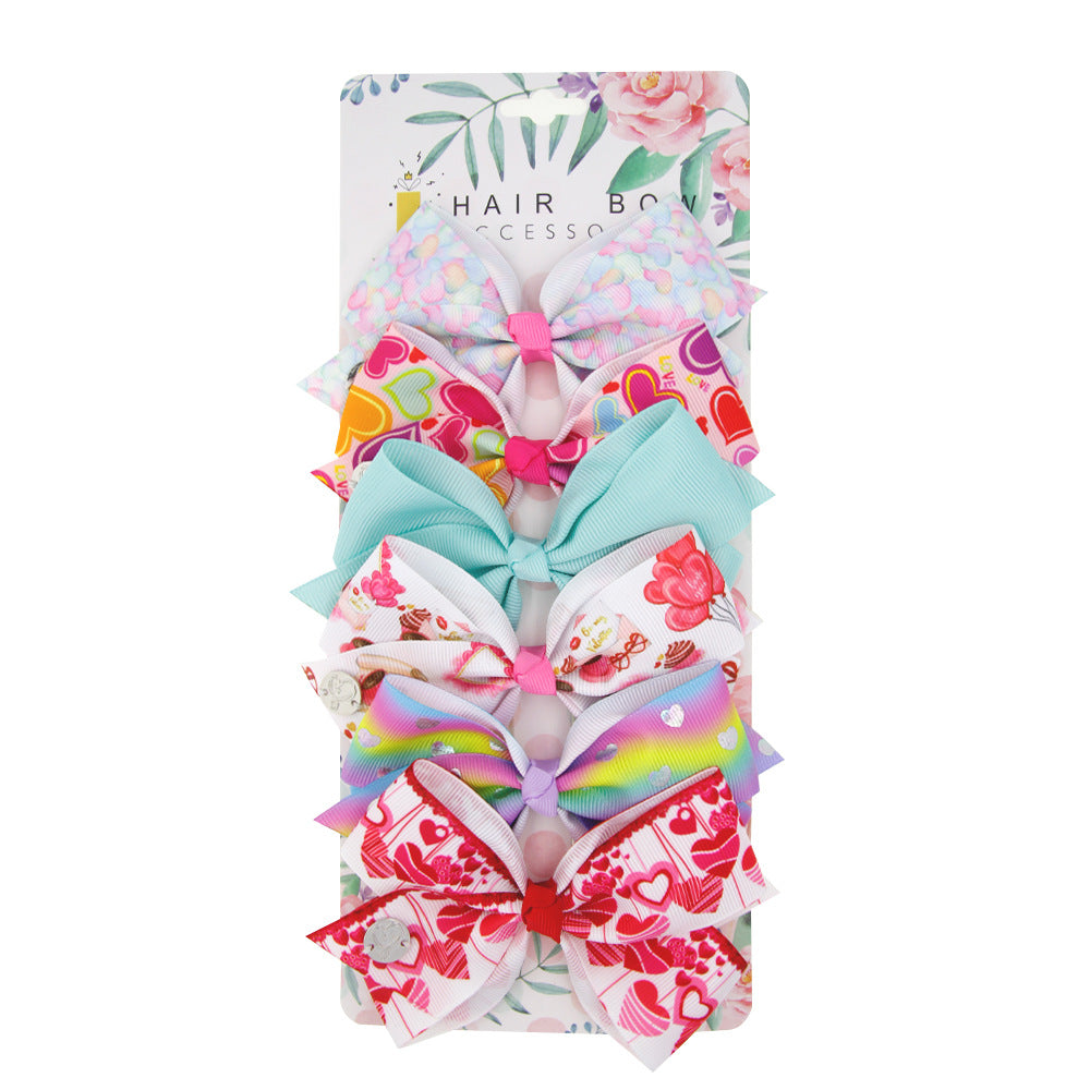 Fashion Children's Heart Bow Hair Clip Set