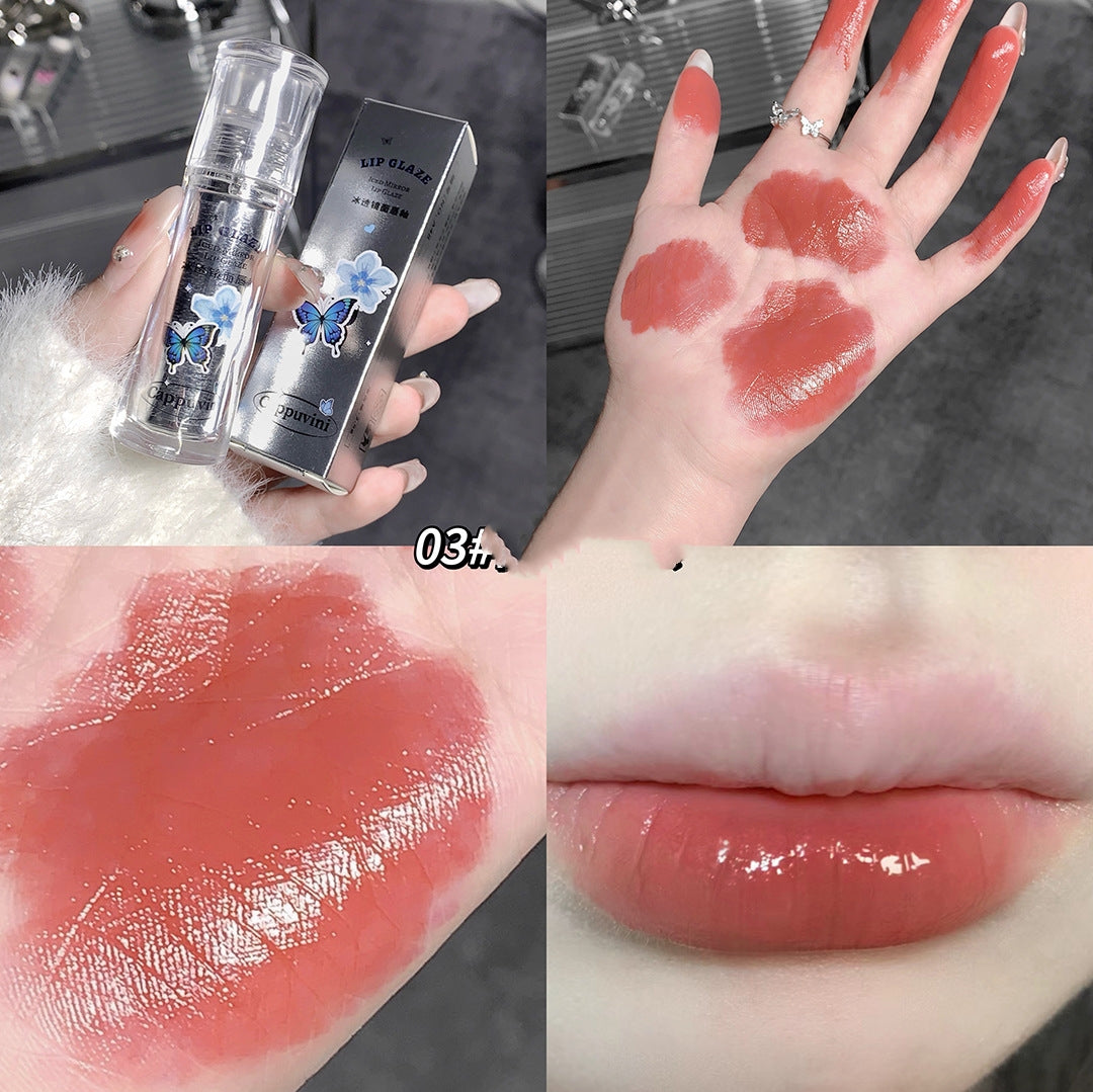 Cappuvini Three Per Package Suit Butterfly Cute Mirror Water Light Lip Lacquer Show