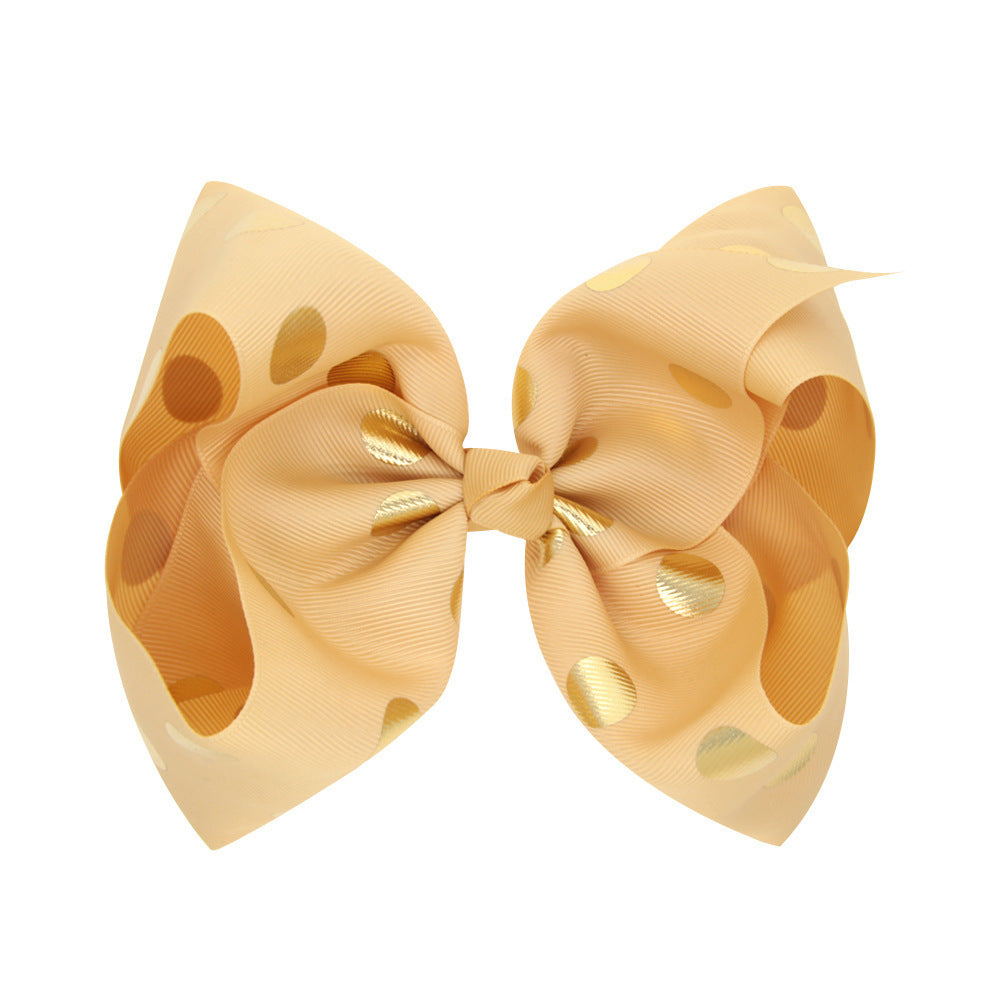 8 Inch Large Bronzing Dot Bow Hair Clip