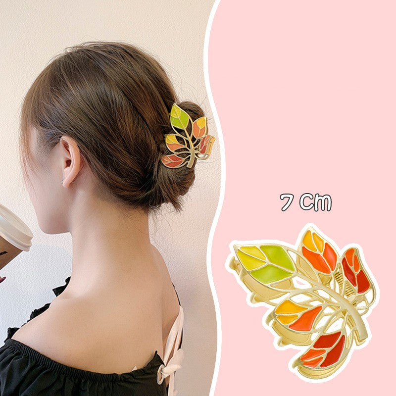 Women's Autumn Leaf Metal Grab Clip