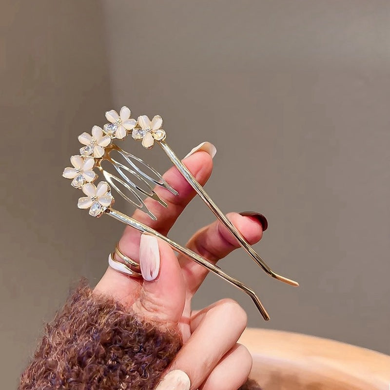 Antique Elegant Opal Flower U-shaped Hairpin High Sense