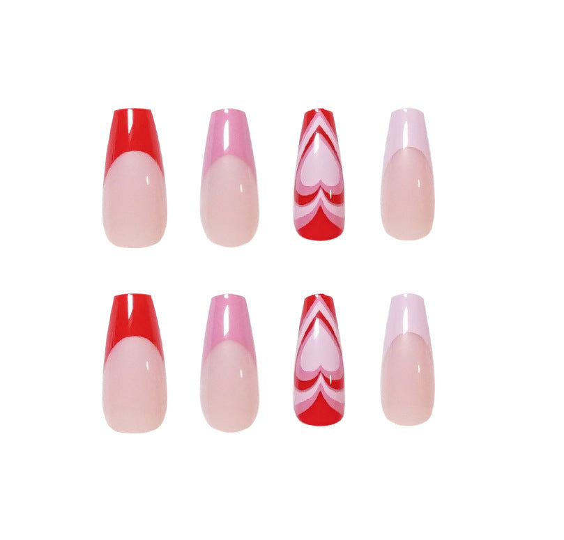 French Peach Heart Wear Finished Nail Beauty Removable Nail Tip
