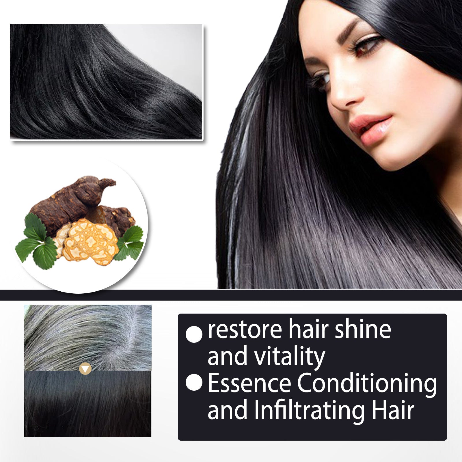 Polygonum Multiflorum Shampoo White To Black Black Hair Anti-drop Cleaning Anti-Dandruff