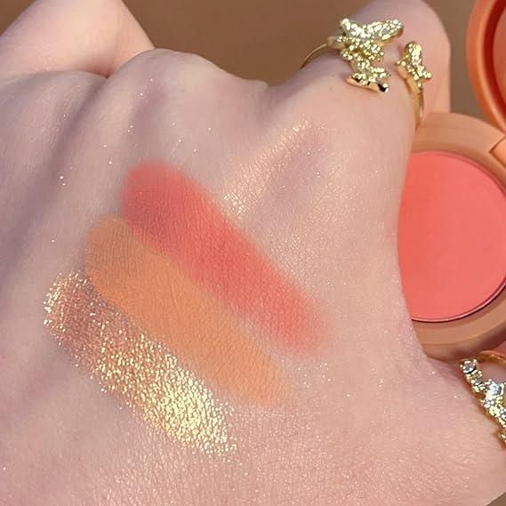 3 In1 Face Blusher + Highlighter With Mini Compact Travel Friendly Palette