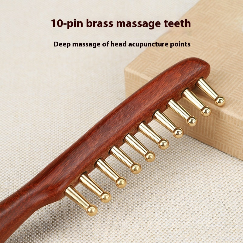 Pure Brass Long Handle Massage Comb