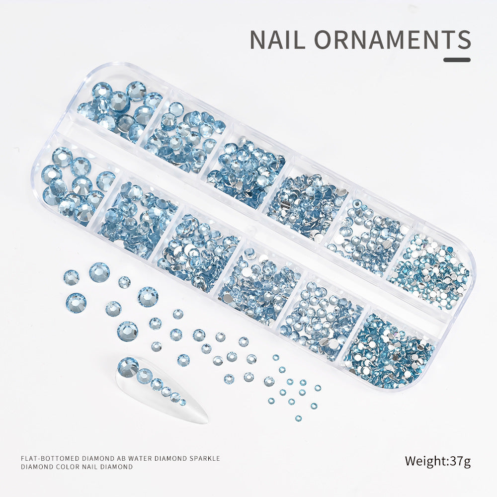 Plaid Nail Beauty Flat Bottom Rhinestone