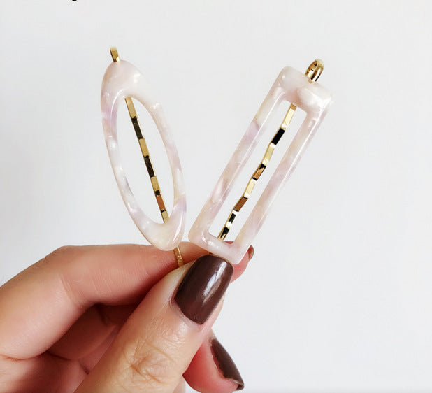 South Korea's Dongdaemun direct delivery Personality minimalist small and versatile  leopard pattern side clips Hairpin word clip