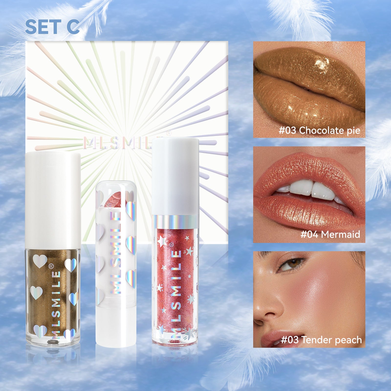 Lipstick Lip Glaze Blush Three-in-one Suit