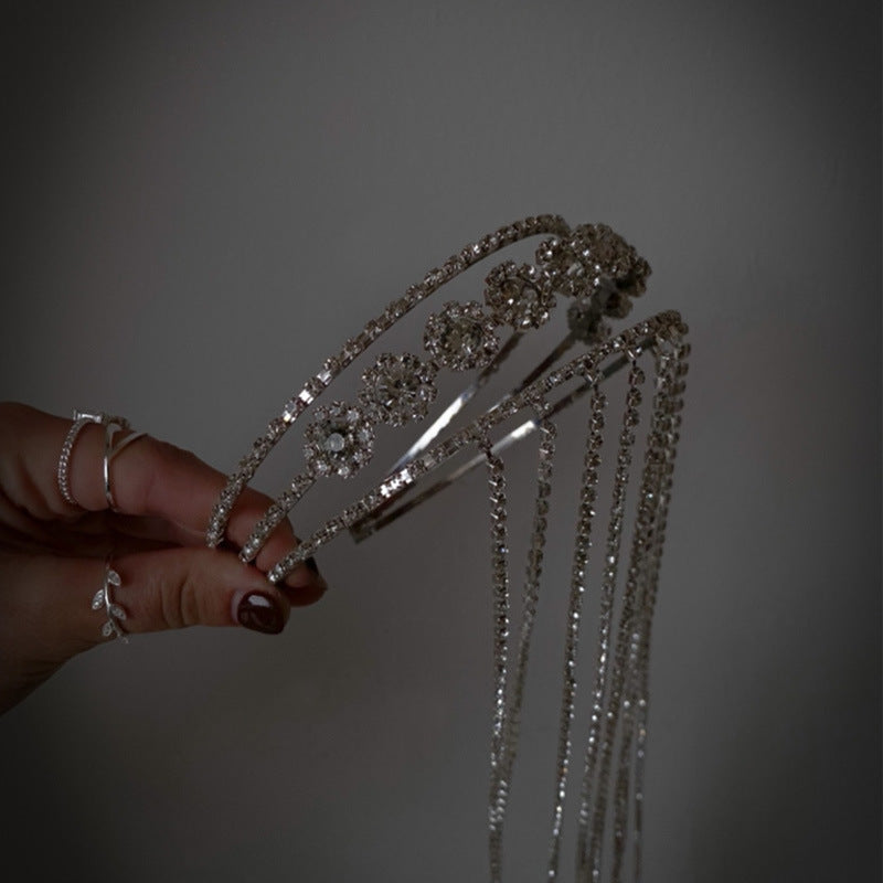 Long Fringed Rhinestone Hair With Polish Mia Flowers