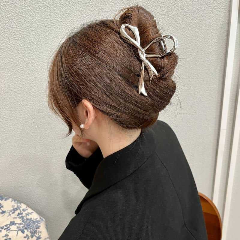 Ribbon Bowknot Barrettes Women's High-end Metal Clip