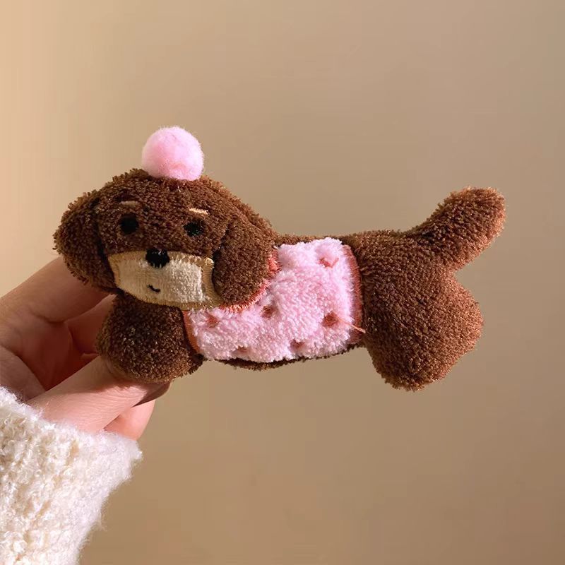 Cute Sausage Puppy Barrettes Female Side Bangs