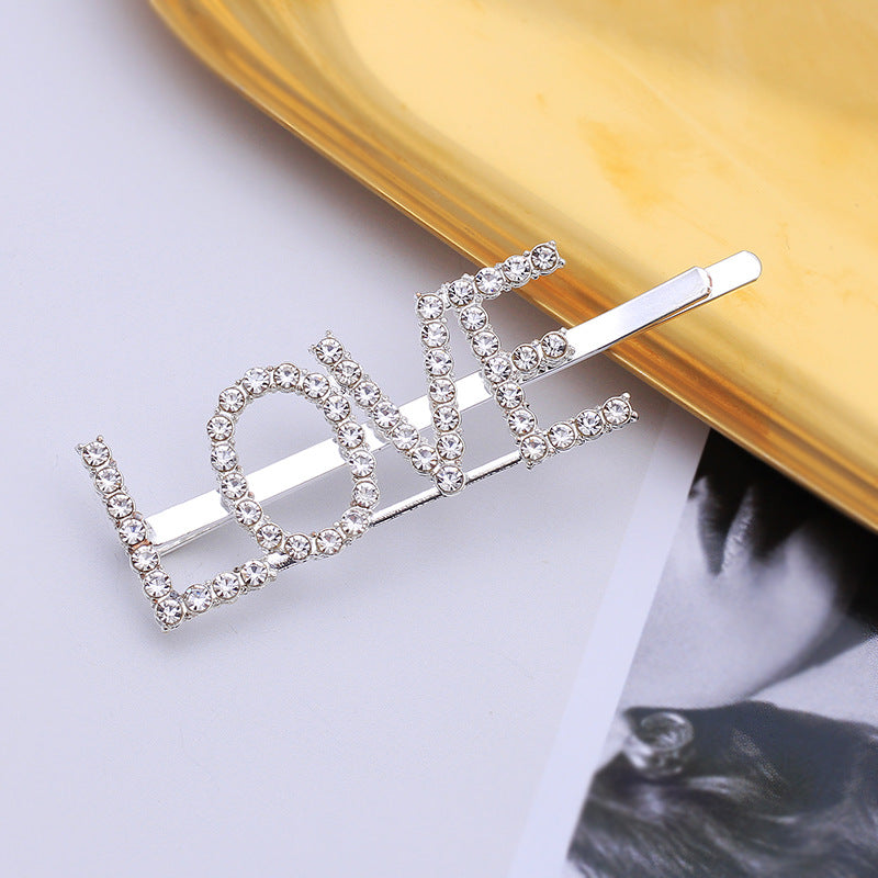 Letter Side Clip Bangs Rhinestone