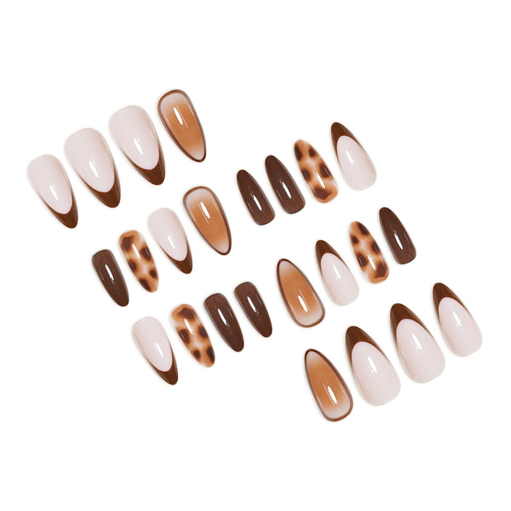Peach Hand-worn Nail White Patch Gradient Pure Desire Style