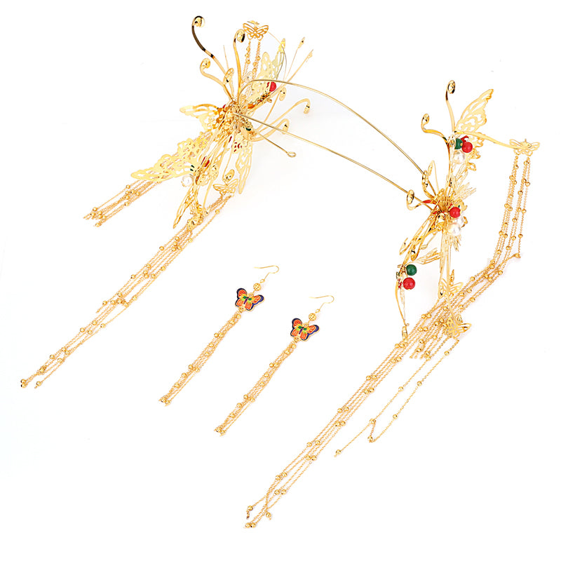 Red Bead String Costume Retro Tassel Jewelry