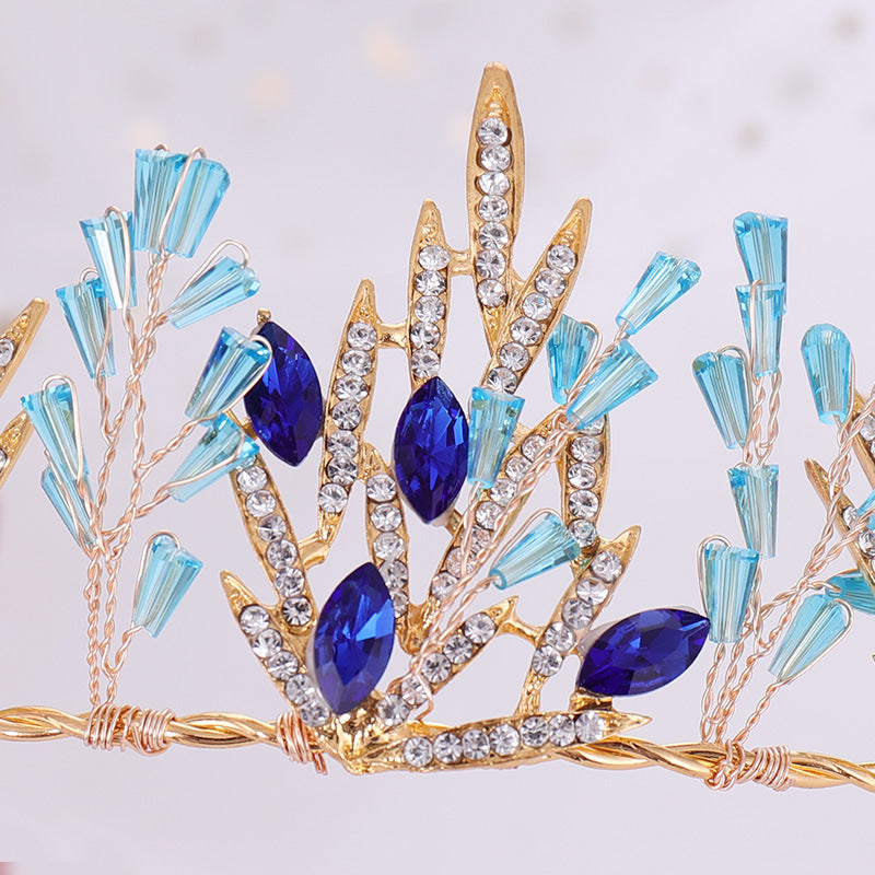 Women's Alloy Blue Crystal Crown Headband