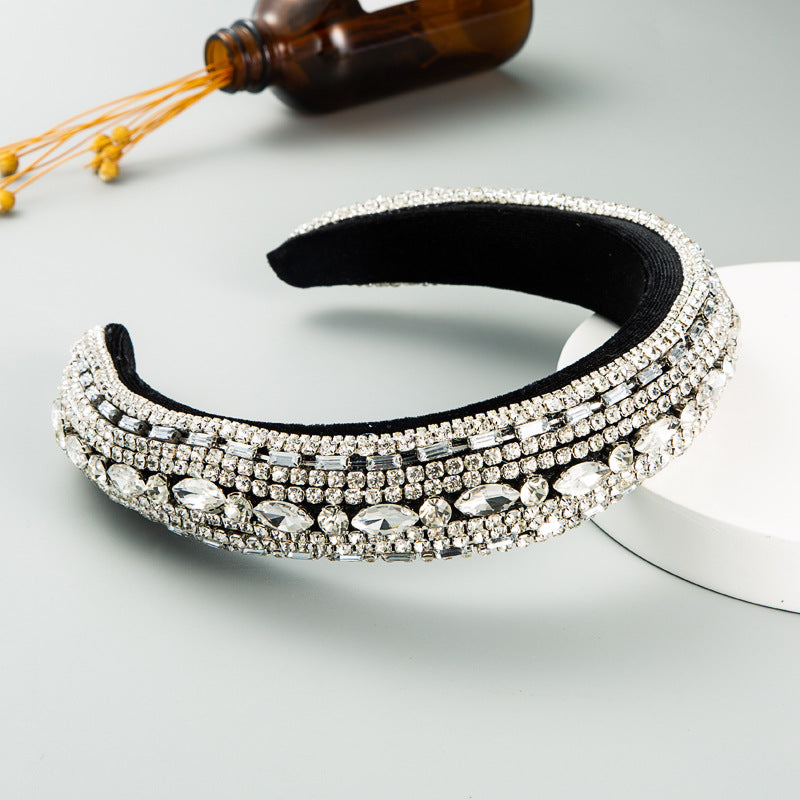Baroque style colored rhinestone sponge headband