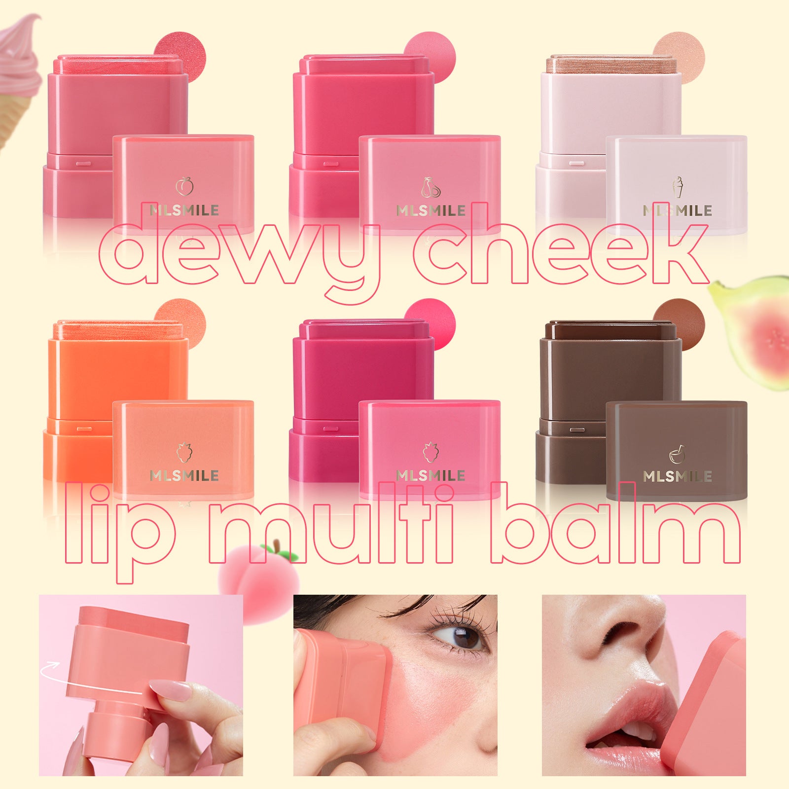 MLSMILE Flat Tube Fruit Blush Stick 2 In 1